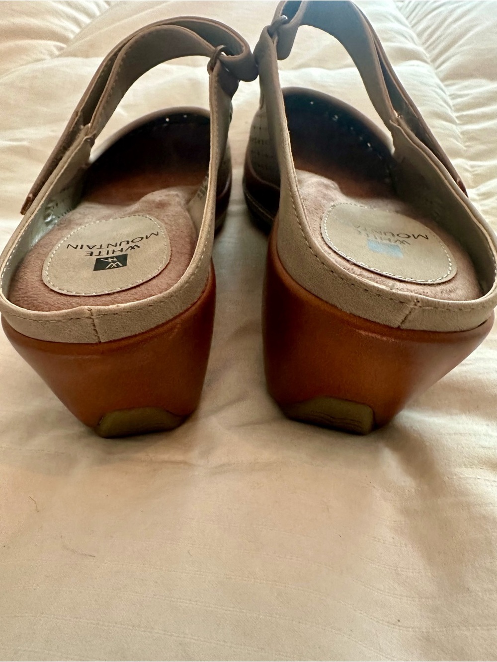 White Mountain Taupe Star-Perforated Mary Jane Clogs, New - Picture 5 of 7